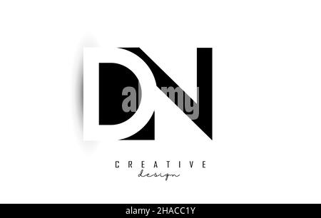Letters DN Logo with black and white negative space design. Letters D and N with geometric typography. Creative Vector Illustration with letters. Stock Vector