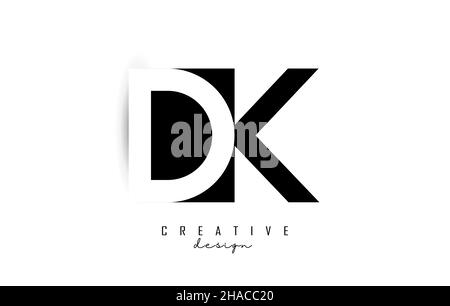 Letters DK Logo with black and white negative space design. Letters D and k with geometric typography. Creative Vector Illustration with letters. Stock Vector