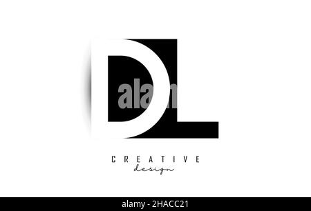 Letters DL Logo with black and white negative space design. Letters D and L with geometric typography. Creative Vector Illustration with letters. Stock Vector