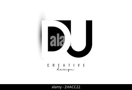 Letters DU Logo with black and white negative space design. Letters D and T with geometric typography. Creative Vector Illustration with letters. Stock Vector