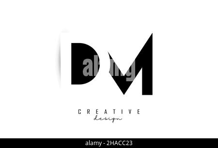 Letters DM Logo with black and white negative space design. Letters D and M with geometric typography. Creative Vector Illustration with letters. Stock Vector