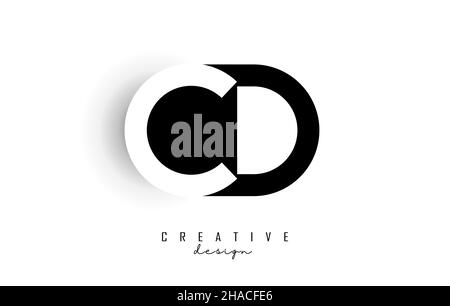 Letters CD Logo with black and white negative space design. Letters C and D with geometric typography. Creative Vector Illustration with letters. Stock Vector