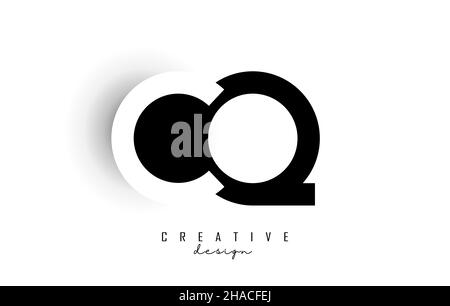 Letters CQ Logo with black and white negative space design. Letters C and q with geometric typography. Creative Vector Illustration with letters. Stock Vector