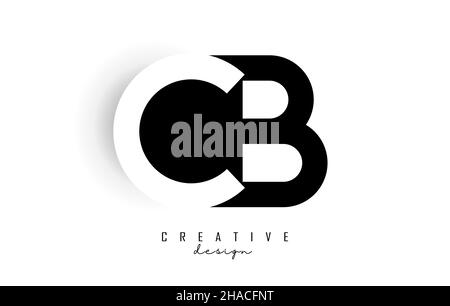 Letters CB Logo with black and white negative space design. Letters C and B with geometric typography. Creative Vector Illustration with letters. Stock Vector