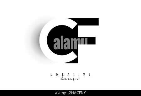 Letters CF Logo with black and white negative space design. Letters C and F with geometric typography. Creative Vector Illustration with letters. Stock Vector