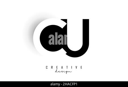 Letters CU Logo with black and white negative space design. Letters C and U with geometric typography. Creative Vector Illustration with letters. Stock Vector