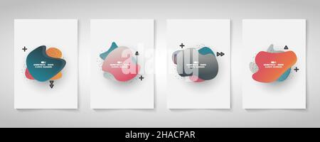 Abstract geometric artwork with organic shape pattern design cover brochure set. Simply minimal design for cover art style. Stock Vector