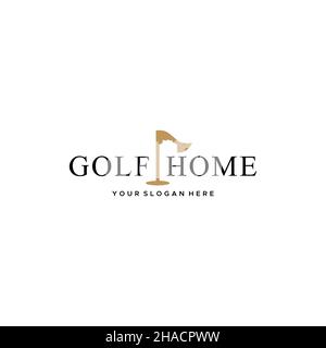 Flat letter mark GOLF HOME flagpole logo design Stock Vector