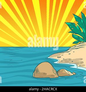 sandy seashore, resort tropical vacation in the south, tourism and travel natural background Stock Vector