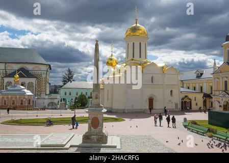 SERGIEV POSAD, RUSSIA - APRIL 26, 2021: April day on the Holy Trinity Sergius Lavra. Moscow region Stock Photo