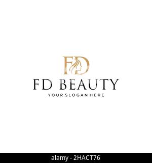 Flat letter mark initial FD FD BEAUTY logo design Stock Vector