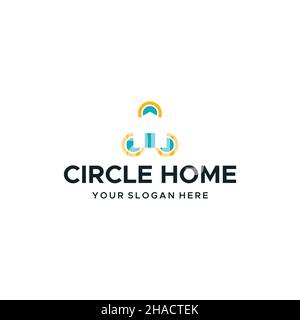 modern colorful CIRCLE HOME building Logo design Stock Vector