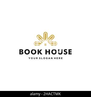 Flat letter mark BOOK HOUSE gallery logo design  Stock Vector