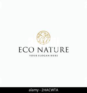 Minimalist flat letter mark ECO NATURE logo design Stock Vector