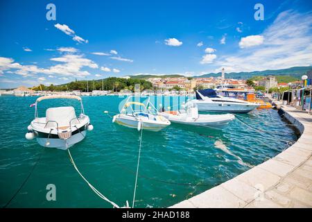 Colorful town of Crikvenica harbor and turquoise waterfront view, Kvarner region of Croatia Stock Photo