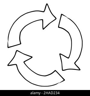 Circle arrows rotating on white background. Refresh, reload, recycle, loop rotation symbol. Black circle arrows for infographics, web design. Vector i Stock Vector
