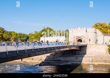 Footbridge and Stambol gate, in front the fortress, Niš, Serbia Stock Photo