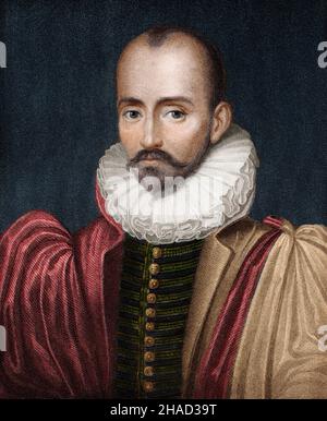 Portrait of Michel de Montaigne (1533-1592) Stock Photo