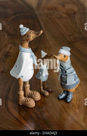 Ducks with painted boots hi-res stock 