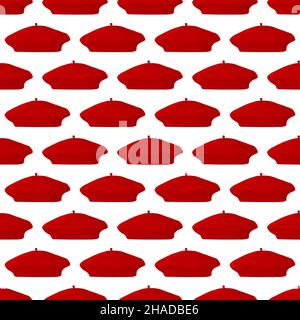Illustration on theme colored pattern hats beret, beautiful caps in white background. Caps pattern consisting of collection hats beret for wearing. Pa Stock Vector