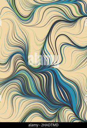 Abstract Perlinnoise Geometrical generative computational art illustration Stock Vector