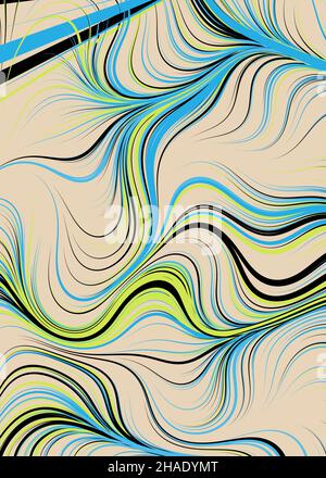 Abstract Perlinnoise Geometrical generative computational art illustration Stock Vector