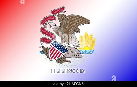 Illinois state flag tribute over the white background Stock Photo