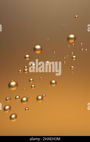 3D golden bubbles balls floating in air. Vertical bright background for  graphic design, festive gold poster Stock Photo - Alamy