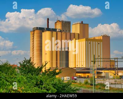 Industrial Plant grain silos cereals in Solvesborg Sweden Scania Stock Photo