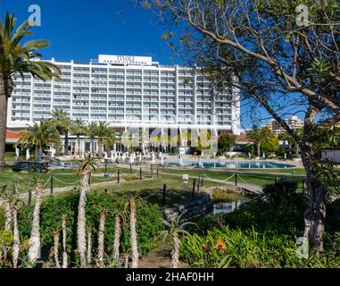 The garden and pool area of the five star Tivoli Hotel in Vilamoura, Portugal. Stock Photo