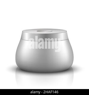 Vector illustration. Silver color jar with hydrating cream or gel. Stock Vector
