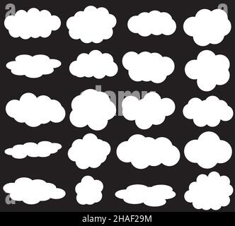 Clouds set graphic black white isolated sketch illustration vector ...