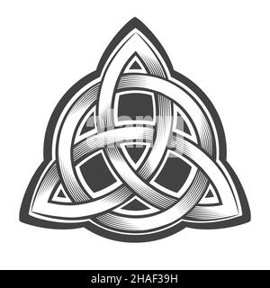 Tattoo of Celtic Trinity knot Triquetra isolated on white. Vector illustration. Stock Vector