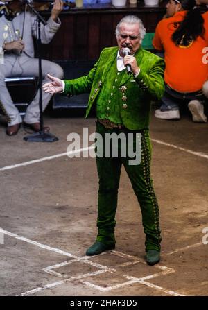 MEXICO CITY, MEXICO - MAY 16: Vicente Fernandez, singer of popular mariachi music, during his presentation in the arena of the palenque of the Sonora cattle expo on May 16, 2009 in Hermosillo, Mexico (Photo by Luis Gutierrez / Norte Photo ) Stock Photo