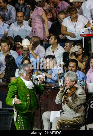 MEXICO CITY, MEXICO - MAY 16: Vicente Fernandez, singer of popular mariachi music, during his presentation in the arena of the palenque of the Sonora cattle expo on May 16, 2009 in Hermosillo, Mexico (Photo by Luis Gutierrez / Norte Photo ) Stock Photo