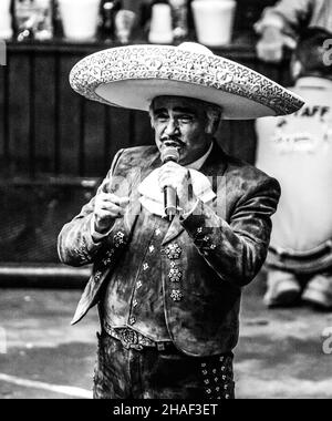 MEXICO CITY, MEXICO - MAY 16: Vicente Fernandez, singer of popular mariachi music, during his presentation in the arena of the palenque of the Sonora cattle expo on May 16, 2009 in Hermosillo, Mexico (Photo by Luis Gutierrez / Norte Photo ) Stock Photo