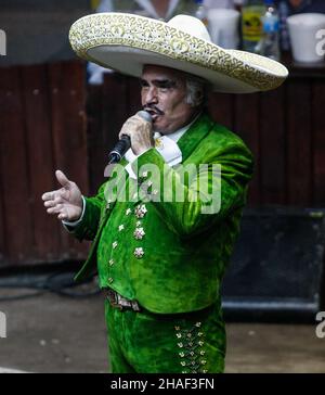 MEXICO CITY, MEXICO - MAY 16: Vicente Fernandez, singer of popular mariachi music, during his presentation in the arena of the palenque of the Sonora cattle expo on May 16, 2009 in Hermosillo, Mexico (Photo by Luis Gutierrez / Norte Photo ) Stock Photo