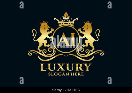 AI Letter Lion Royal Luxury Logo template in vector art for luxurious branding projects and other vector illustration. Stock Vector