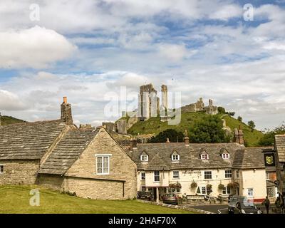 The village of Corfe Castle in Dorset, UK Stock Photo