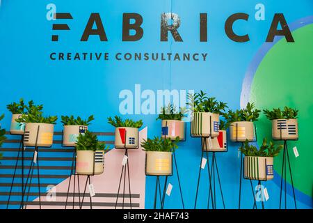 JOHANNESBURG, SOUTH AFRICA - Oct 19, 2021: A beautiful shot of plants in colorful pots at the shop. Stock Photo