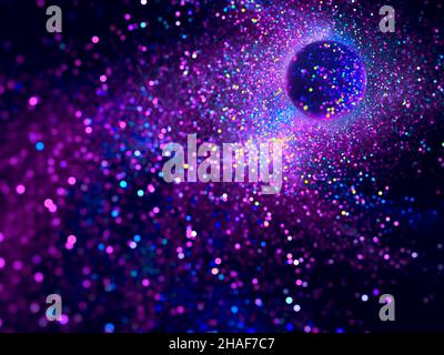 Blue and purple space or festive background - abstract illustration Stock Photo