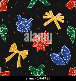 Colorful bows for gift wrapping. Vector seamless pattern Stock Vector