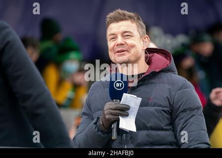 Galway, Ireland. 12th Dec, 2021. Brian O'DRISCOLL former irish rugby star as a TV commentator during the Heineken Champions Cup, Round 1, Pool B match between Connacht Rugby and Stade Francais Paris at the Sportsground in Galway, Ireland on December 12, 2021 (Photo by Andrew SURMA/ Credit: Sipa USA/Alamy Live News Stock Photo