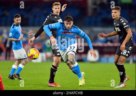 Naples, Italy. 12th Dec, 2021. NAPLES, ITALY - DECEMBER 12: Andrea Petagna of SSC Napoli during the Serie A match between SSC Napoli and Empoli FC at Stadio Diego Armando Maradona on December 12, 2021 in Naples, Italy (Photo by Ciro Santangelo/Orange Pictures) Credit: Orange Pics BV/Alamy Live News Stock Photo