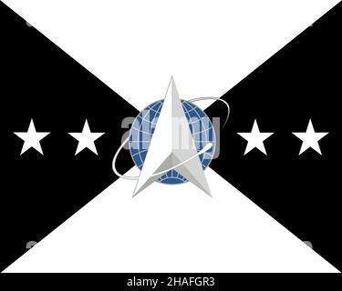 Minsk, Belarus - May, 2021: Top view of flag of Vice Chief of Space Operations, no flagpole. Plane design, layout. Flag background. Stock Photo
