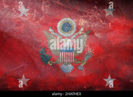 Minsk, Belarus - May, 2021: Top view of flag of United States Secretary of the Army, no flagpole. Plane design, layout. Flag background. Stock Photo