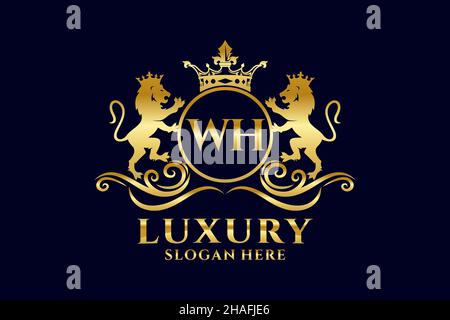 WH Letter Lion Royal Luxury Heraldic,Crest Logo template in vector art ...