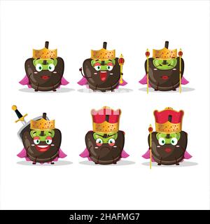 Queen and her magic clothes cartoon of chocolate sugar candy wearing tiara. Vector illustration Stock Vector