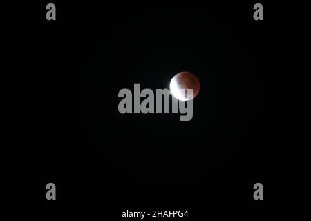 Lunar eclipse - November 19, 2021  /  Eclipse Lunar - 19 de noviembre de 2021 Stock Photo