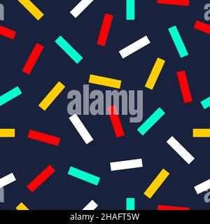 Sprincle for cupcake and donut. Memphis style background.Seamless pattern with color geometric lines. Pattern for party. Abstract geometric wallpaper Stock Vector